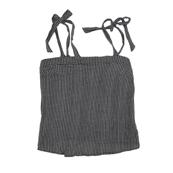 J. Crew Black White Gingham Adjustable Strap Bow Tie Top Size XXS Women’s - Picture 1 of 5